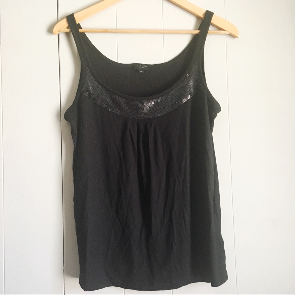 TALBOTS Black Sequined Sleeveless Blouse MP